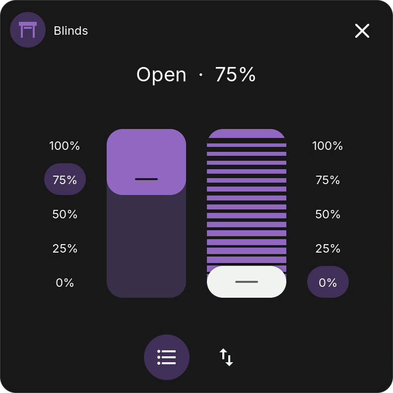 Cover popup with position and tilt sliders