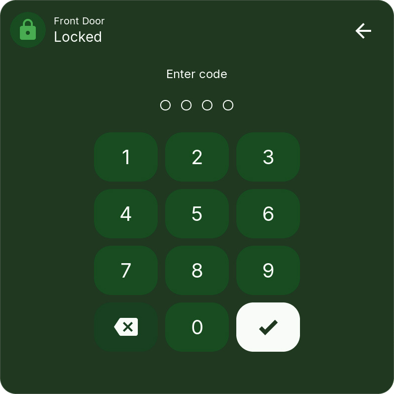 Code entry for the lock