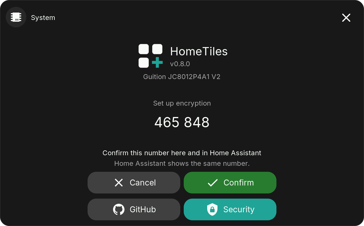 Encryption setup showing the six-digit number