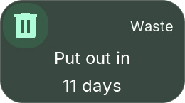 Waste tile with a turquoise icon: put out in 11 days