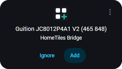 Discovered card in Home Assistant with the six-digit number
