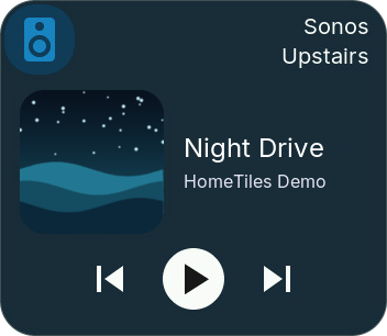 Media tile with cover art and playback controls