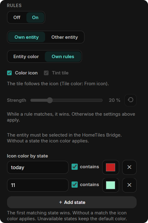 Icon color by state with two contains rules