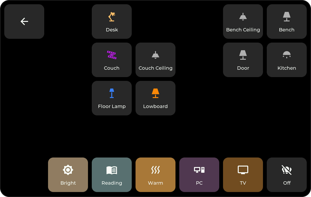 Folder page with light tiles and scenes