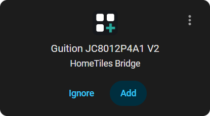 Home Assistant: the discovered display with Add