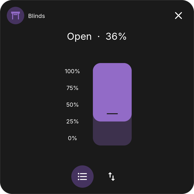 Cover popup with the position slider