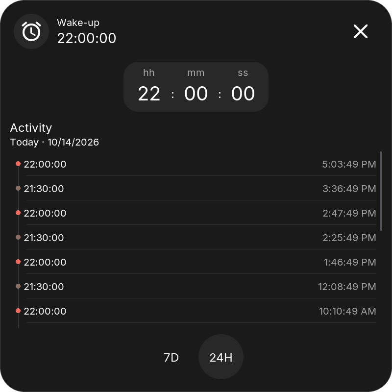 Date/Time popup with time rollers and Activity