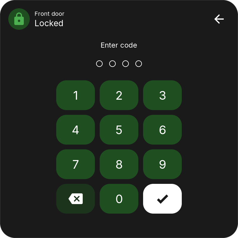 Code entry for the lock
