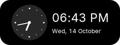Transparent analog clock with the time and date beside it