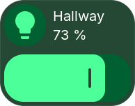 Light tile with a dimmer bar in green