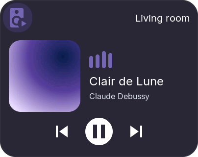 Media tile with cover art and playback controls