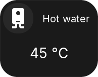 Number tile with the hot water temperature