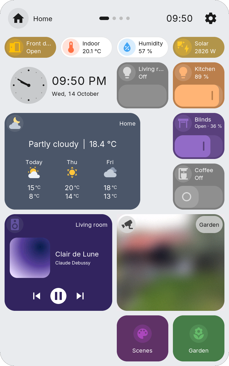 Upright Home page in the light theme