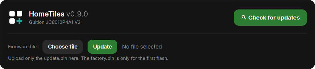 Firmware update under Settings, System