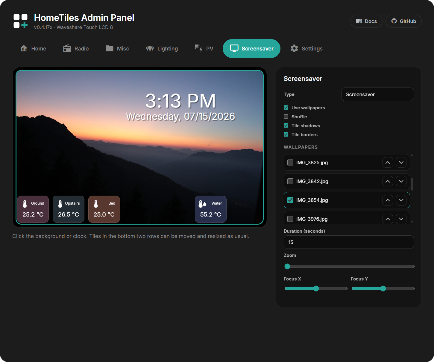 Screensaver editor in the web admin